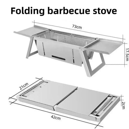 Portable Stainless Steel Folding BBQ Stove – Smokeless Charcoal Grill for Outdoor & Home