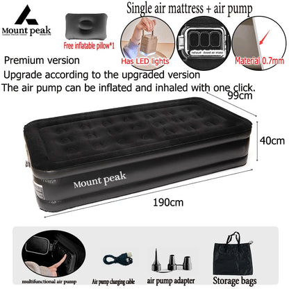 Luxury 2-Person Inflatable Camping Mattress – Thick PVC Glamping Bed with Built-In Pump for Comfort