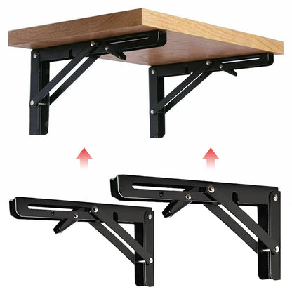 2PCS Black Folding Brackets – Space-Saving Table & Shelf Supports for RVs & Campers