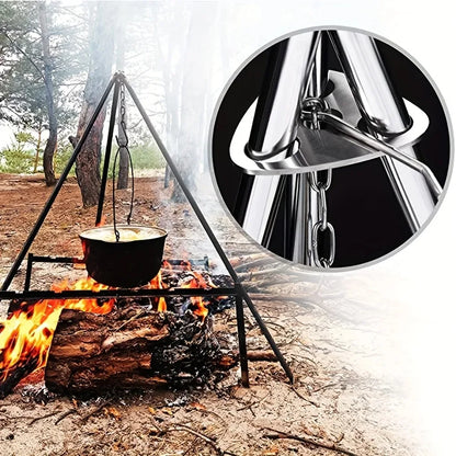 Camping Hanging Tripod Pot Rack Hanger BBQ Steel Rack Multifunction Detachable Tripod Fire For Picnic Bonfire Party Outdoor Tool