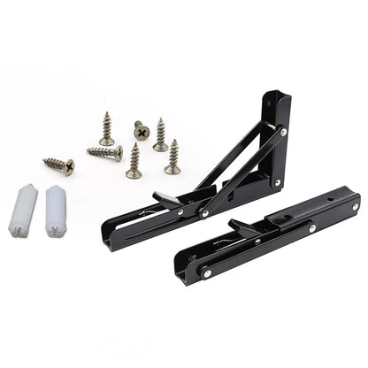 2PCS Black Folding Brackets – Space-Saving Table & Shelf Supports for RVs & Campers