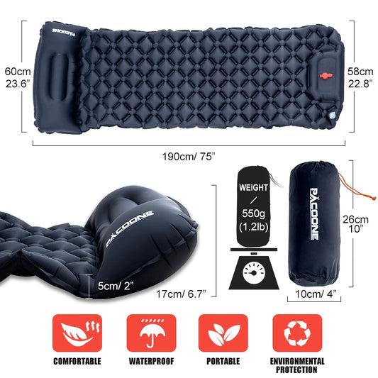 PACOONE Ultralight Inflatable Sleeping Pad – Comfort & Convenience for Every Adventure