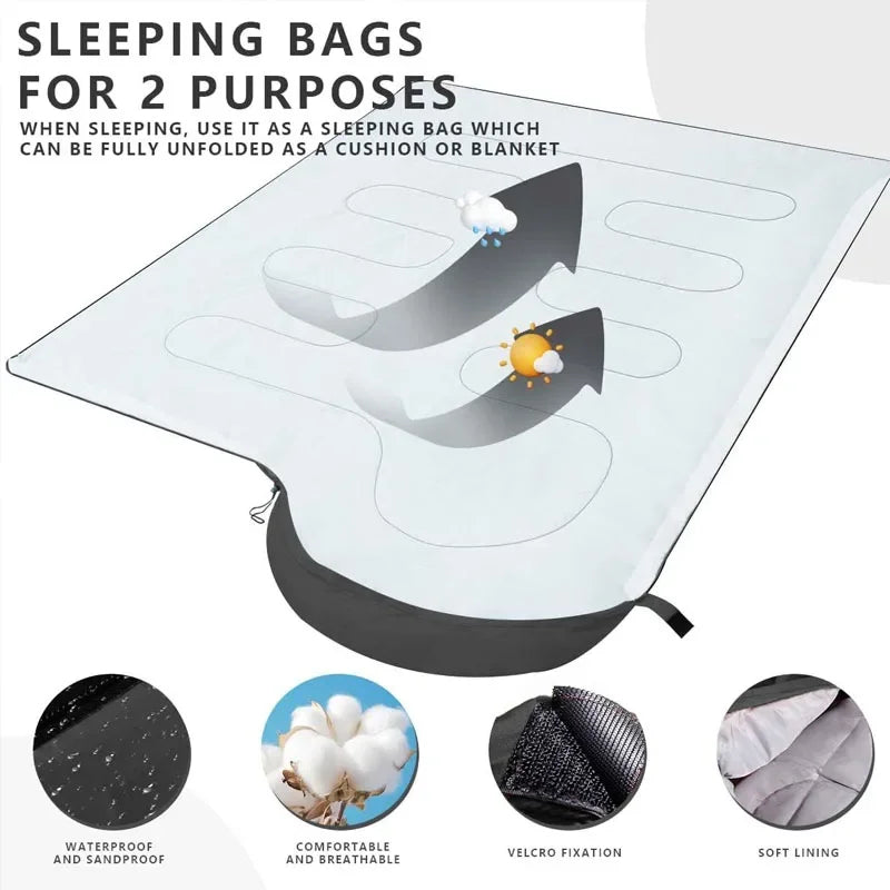 Extra-Thick XL Sleeping Bag – Waterproof, Oversized, and Portable for Year-Round Comfort