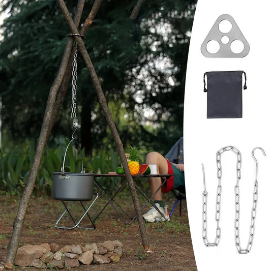 Camping Hanging Tripod Pot Rack Hanger BBQ Steel Rack Multifunction Detachable Tripod Fire For Picnic Bonfire Party Outdoor Tool