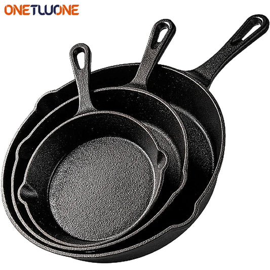 Heavy-Duty Cast Iron Frying Pan – Non-Stick Skillet for Camping & Home Cooking