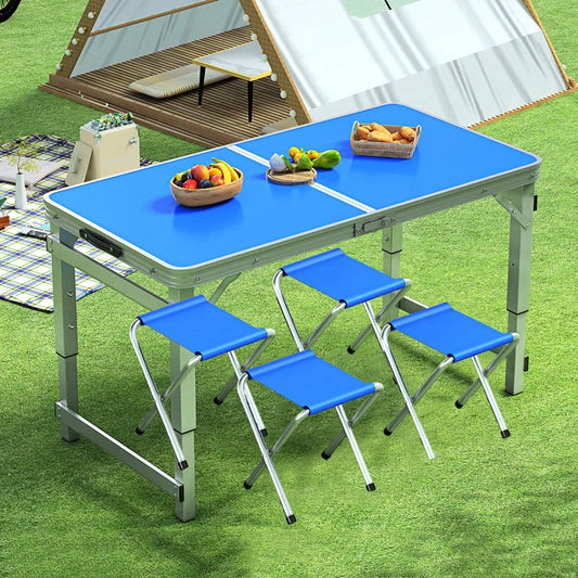 47x23 Outdoor Folding Table – Adjustable Height, Waterproof & Portable for Camping, BBQ, Fishing