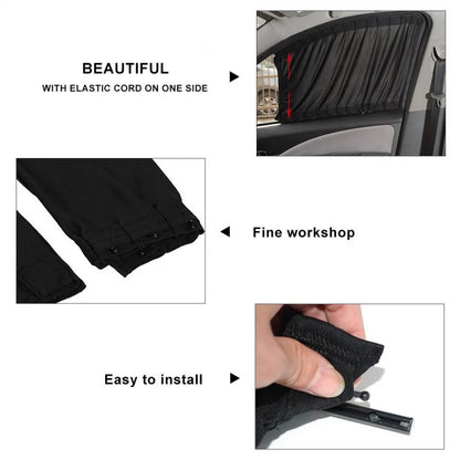 2PCS Universal Car Sun Shade Curtains – Foldable UV Protection for Side Windows