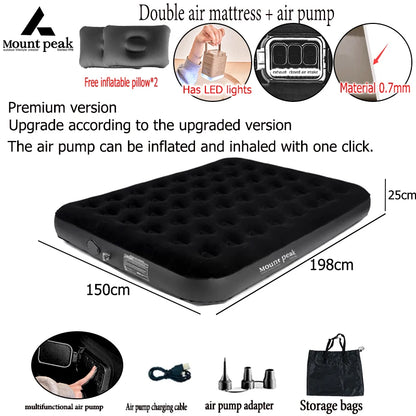 Luxury 2-Person Inflatable Camping Mattress – Thick PVC Glamping Bed with Built-In Pump for Comfort